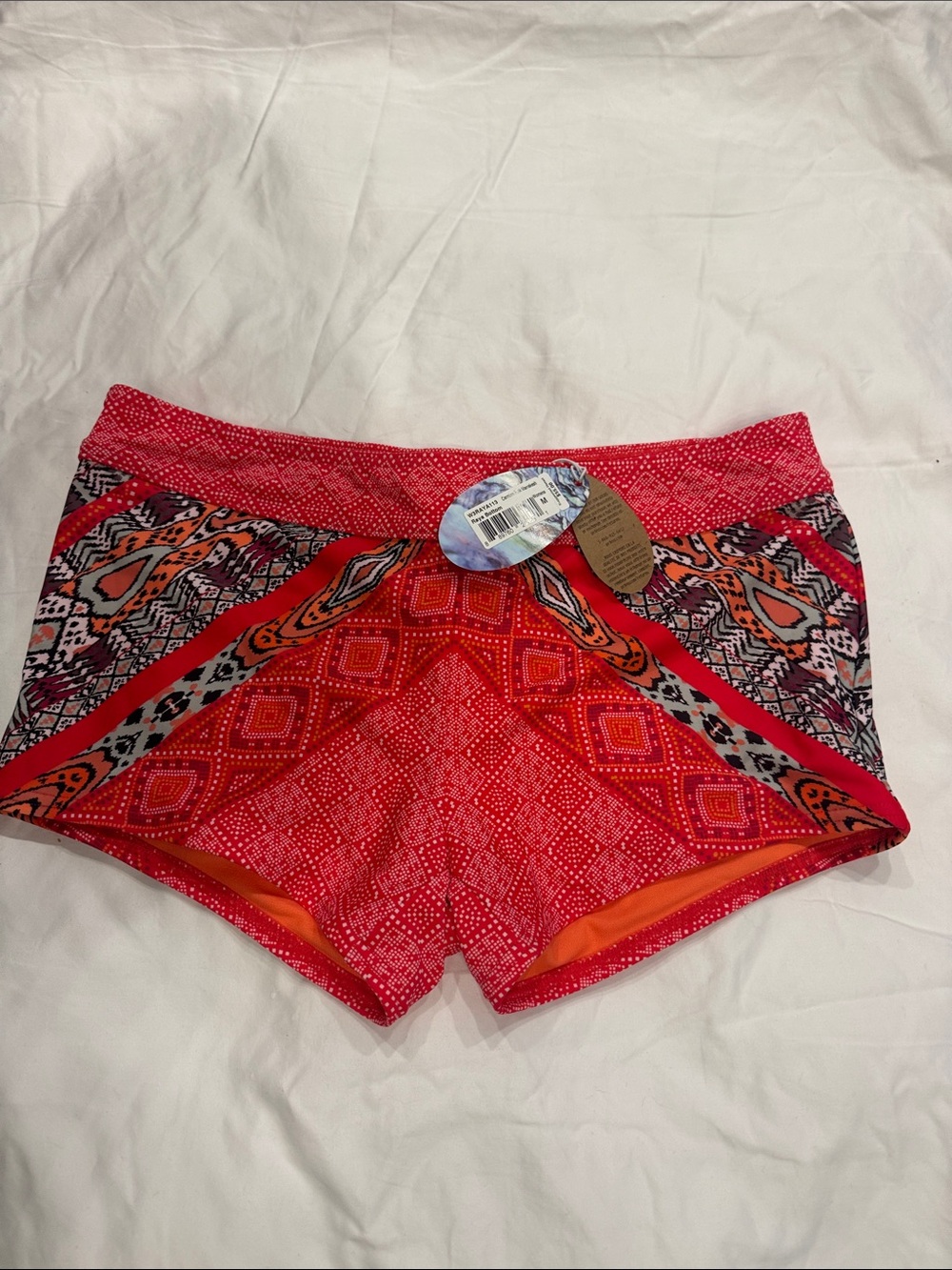 Women's Prana Red Printed Swim Shorts